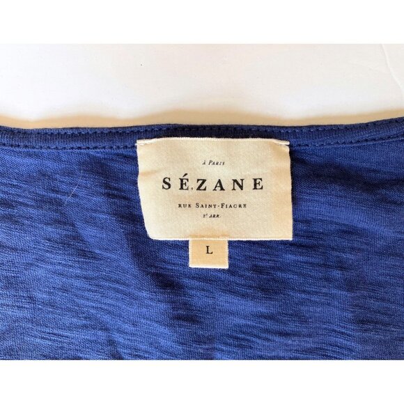 Sezane Lorna Tshirt Navy Size Large Organic Cotton - Picture 6 of 7